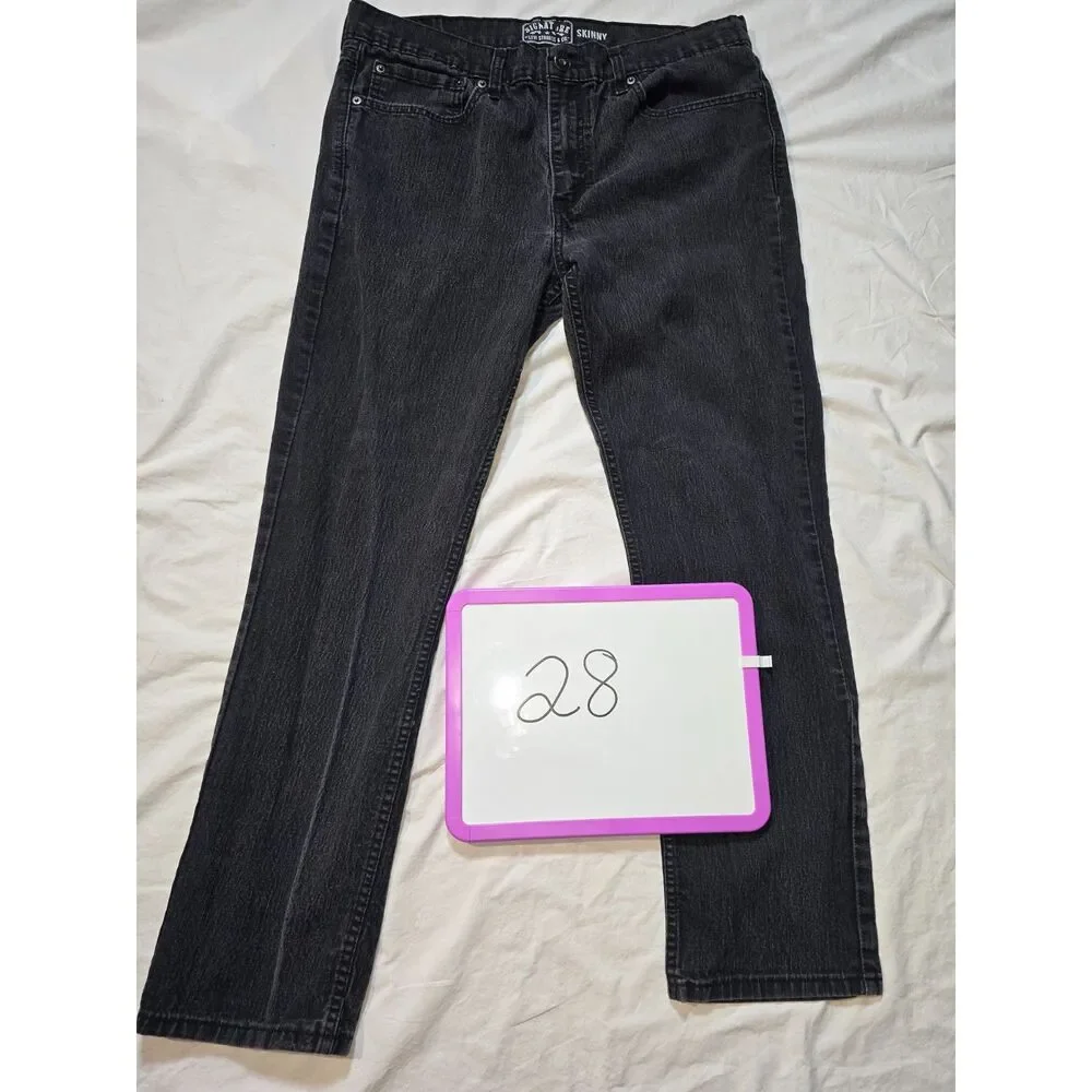 Levi Strauss Signature Size 36 x 30 Black Skinny Mens Jeans - 28